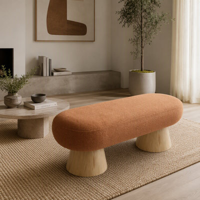 Banc de salle à manger pour la salle à manger, banc de chambre à coucher tapissier pour le vestibule, repose-pieds Boucle pour le salon, dessus de tabouret orange de 64 po, capacité de poids de 300 lb