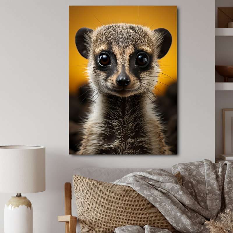 Jaune jaune brun Meercat Curious Meercat - impression, H 20 po x l 12 po x P 1 po, Toile tendue