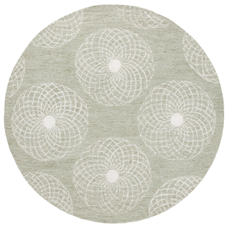 Ebony Hand Tufted Performance Geometric Rug, Round 6'