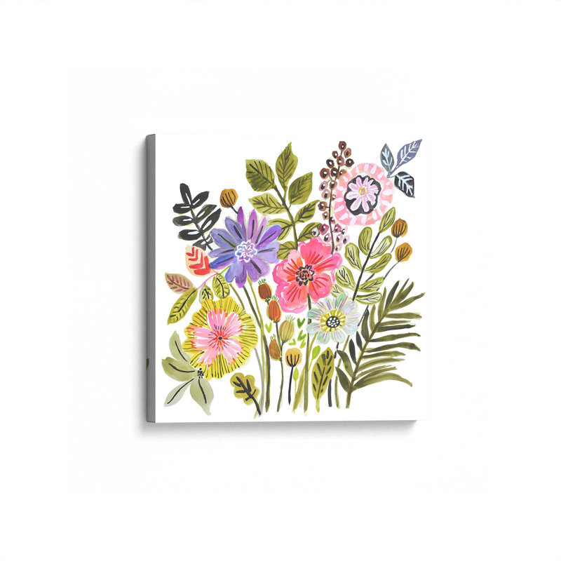 «Colorful Floral Bouquet II» par Karen Fields, reproduction d'art sur toile, H 12 po x l 12 po