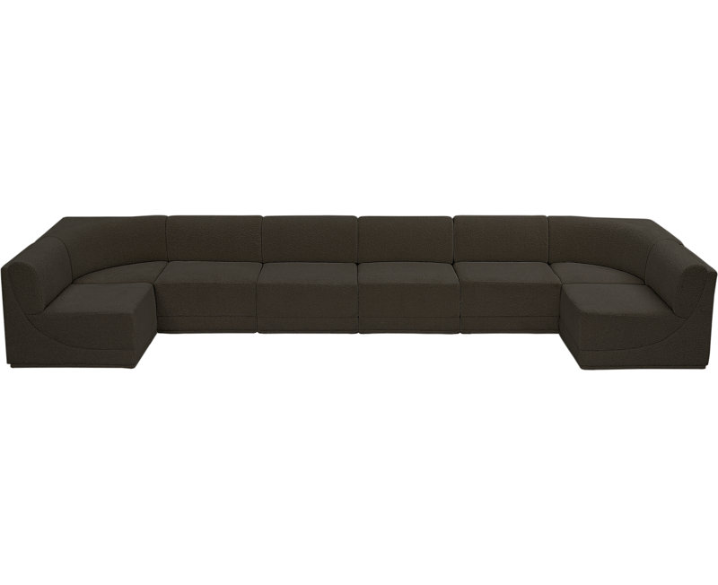 Canapé modulaire rembourré 8 pièces Ollie, Tissu brun bouclé