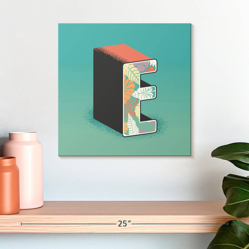 Keiri Leafy Print Letter E, 16" H x 16" W