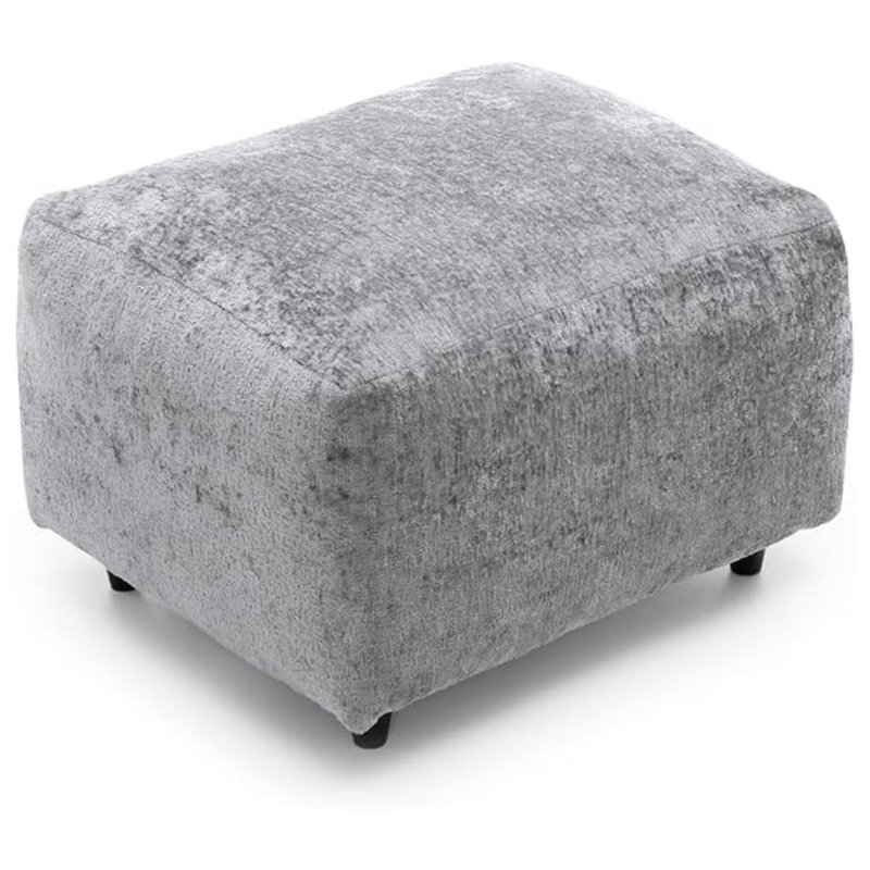 60cm Wide Rectangle Solid Colour Footstool Ottoman, Silver