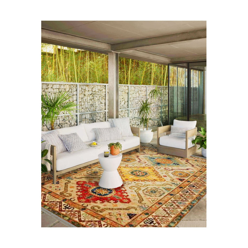 Machine Washable Beige Theme Ethnic Motif Traditional Pattern Vintage Decorative Woven Base Rug