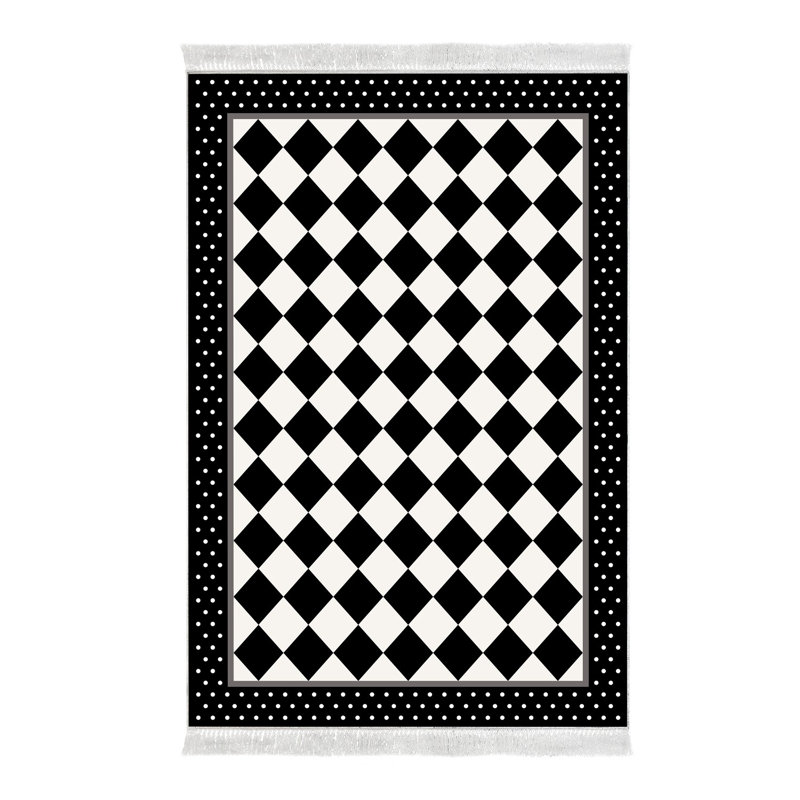 Tapis noir / blanc Wava, Rectangle 5 pi 11 po x 9 pi 2 po
