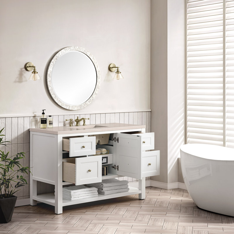 Breckenridge 48'' W Single Vanity, Carrara White, 8" Widespread, Bright White