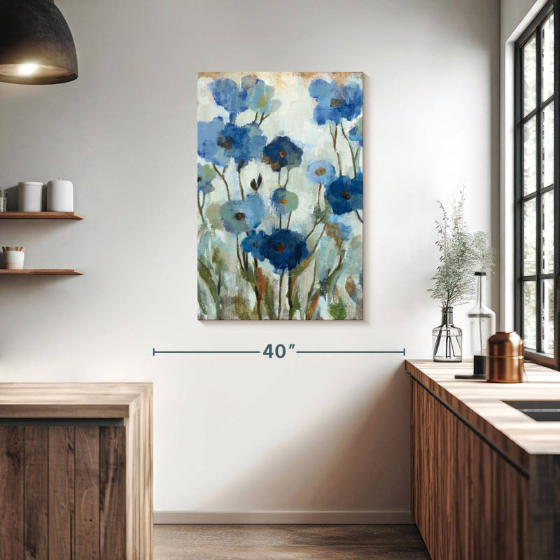 Harnek Abstracted Floral In Blue II, 39" H x 26" W