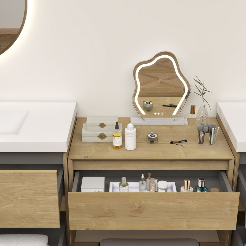 Aliki Wall Mounted Vanity With Reinforced Acrylic Sink, Oak, 80"