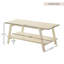 Table basse avec tablette en bois moderne au fini blanc cassé