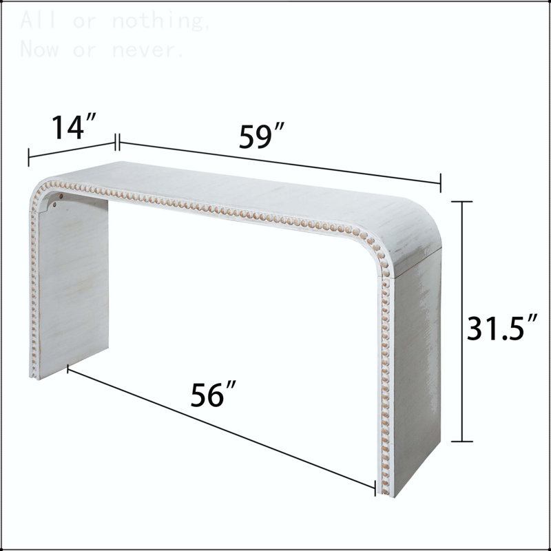 Console Table with Curved Waterfall Design, Antique White