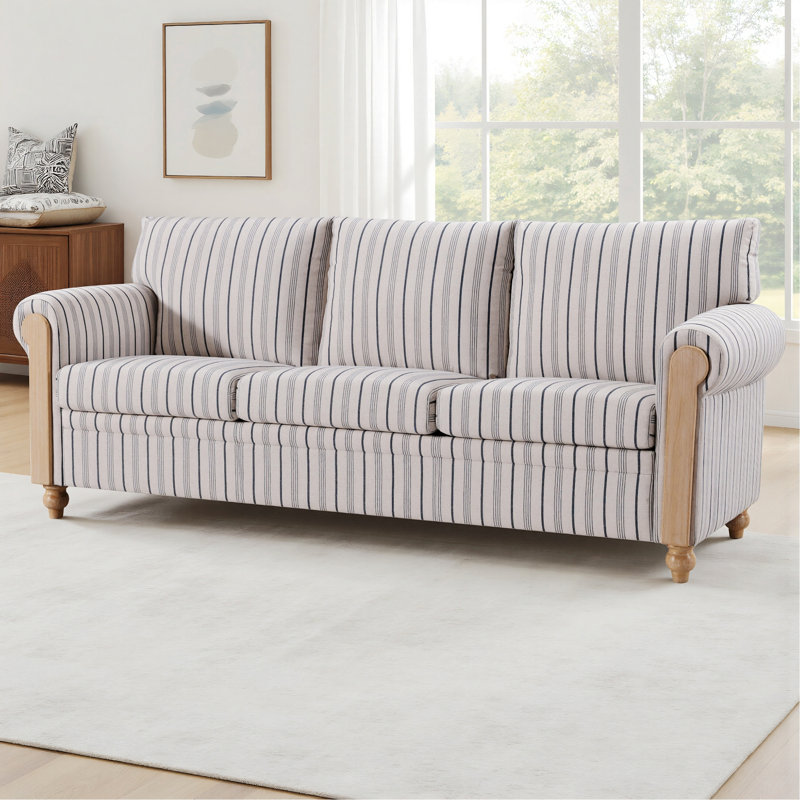 3-Seater Sofa With Wood Frame