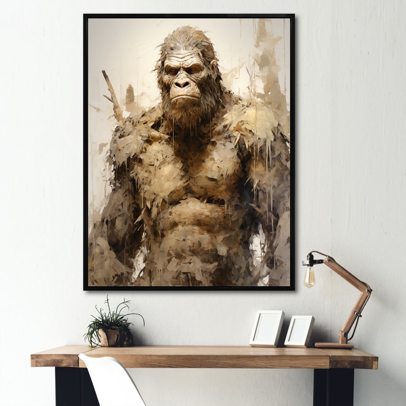 Angry Bigfoot I - impression sur toile Bigfoot, Cadre flottant noir, H 32 po x l 16 po x P 1 po