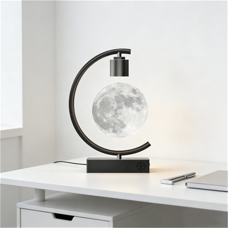 Lampe de table Maglev, veilleuse à DEL à intensité variable tricolore avec haut-parleur Bluetooth, charge rapide de type C de 18 W, commande tactile, cadeau parfait pour la chambre à coucher et le bureau