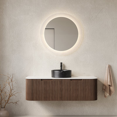 Meuble-lavabo flottant à rayures Anka