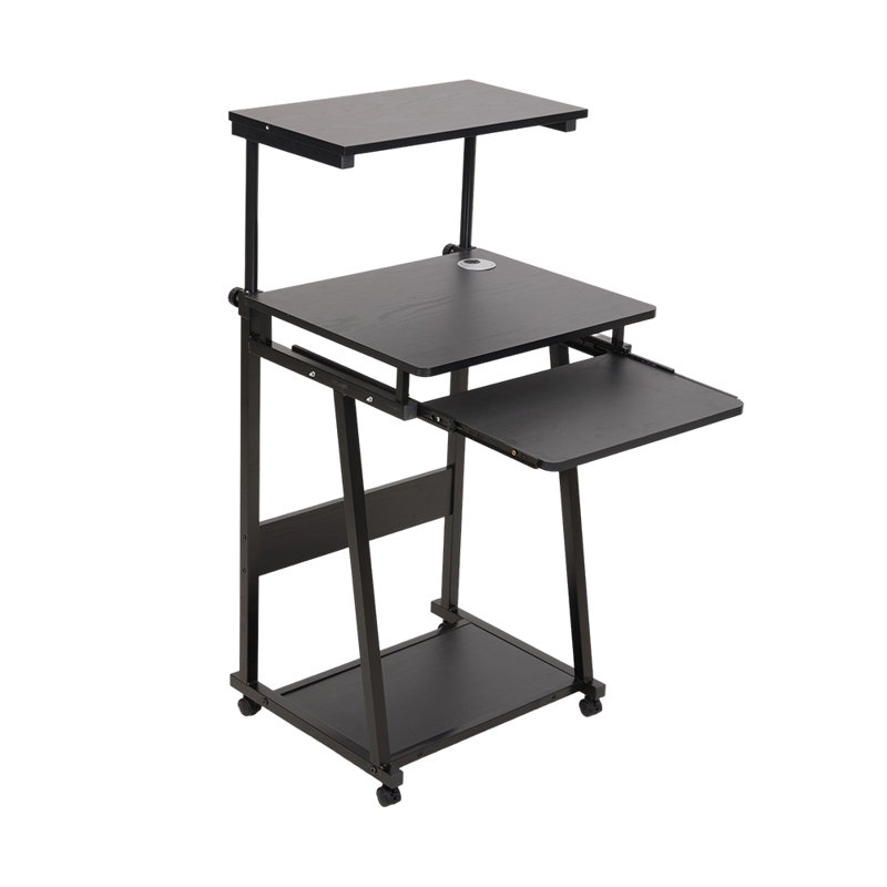 Black Height Adjustable Mobile Computer Desk