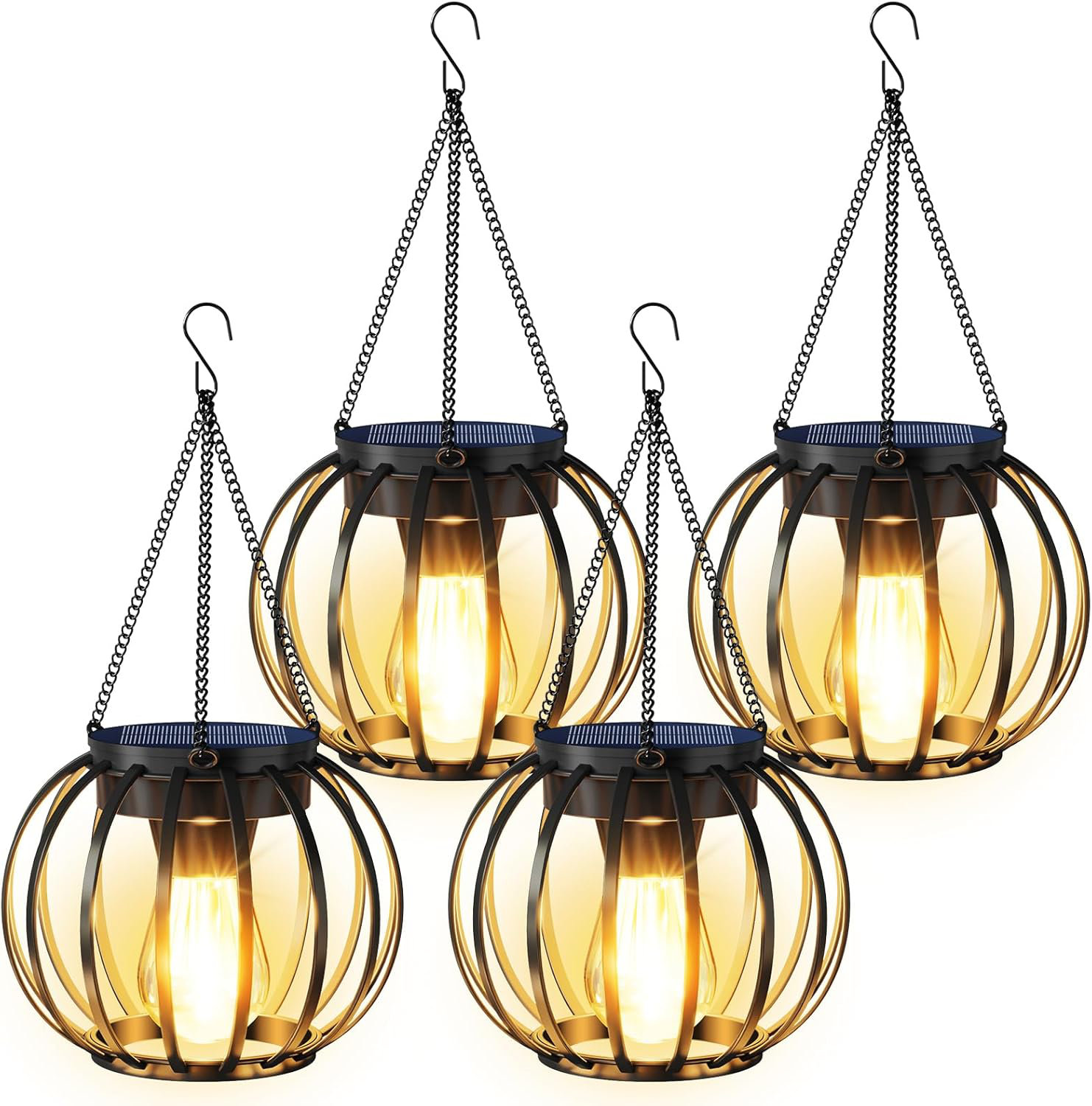 Hanging Solar Lanterns In Outdoor Solar Lighting | White