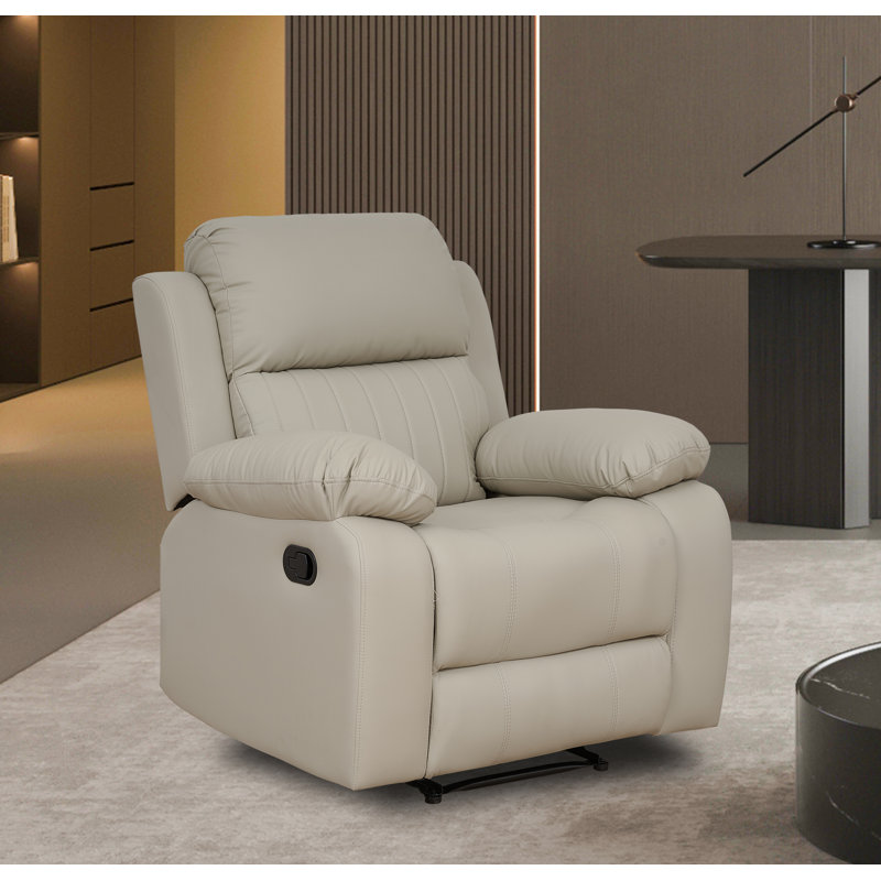 Fauteuil inclinable en similicuir Zanelle, Similicuir crème