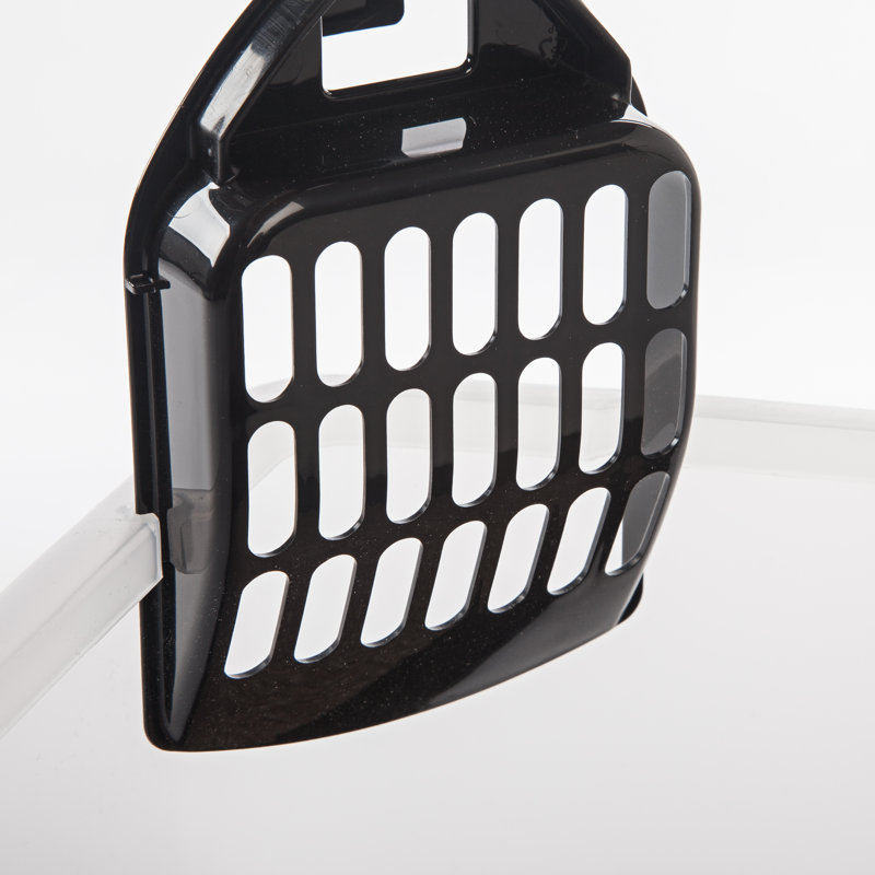 Black High-Sided Open Top Cat Litter Box with Scoop