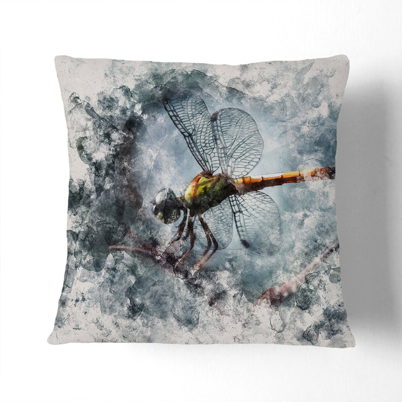 Dragonfly Vol.5 Watercolour Square Throw Cushion, 55cm H x 55cm W x 20cm D