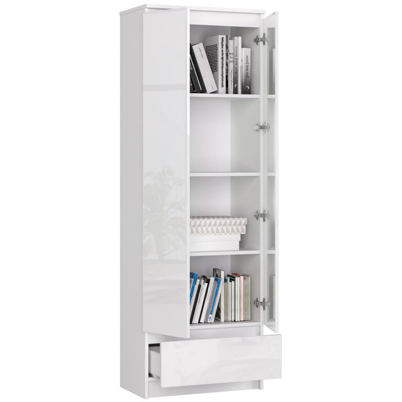 Alexsandria 180cm H x 60cm W Standard Bookcase, White Gloss