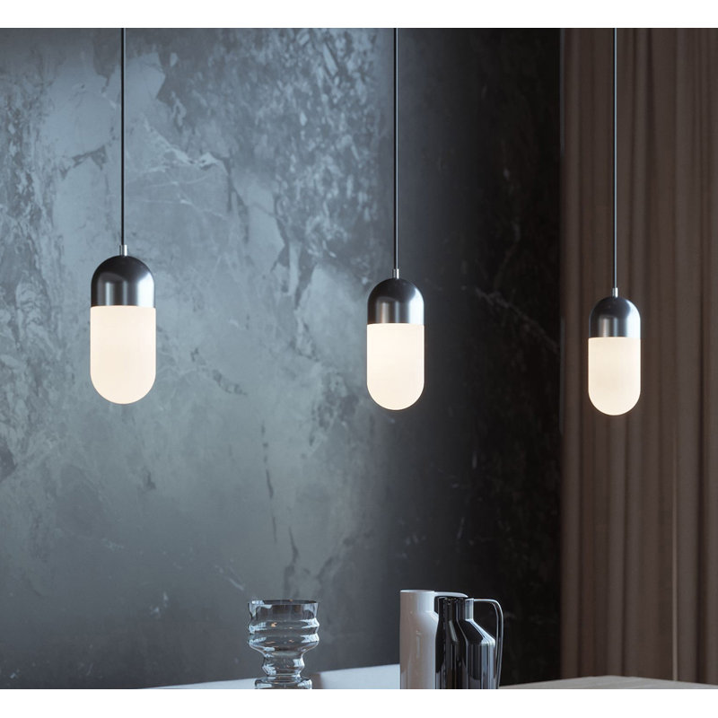 Luminaire suspendu DEL 5 po Ruhland, Nickel satiné