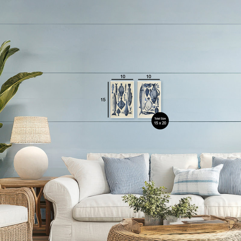 Ensemble de plaques murales variées, 2 pièces, par Alicia Longley, H 15 po x l 20 po