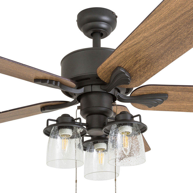 River Run 52'' Ceiling Fan with LED Lights, 3 Speed Remote/Pull Chain