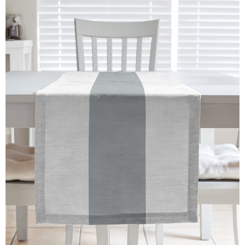 Las Vegas Football Stripes Table Runner, 72" L x 16" W, Off White/Gray, Cotton Blend