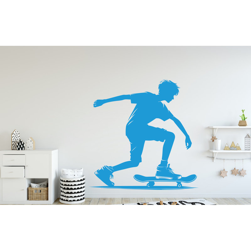 Adhésif mural Skateboarder, Jaune, H 35 po x l 35 po