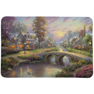 Thomas Kinkade Sunset On Lamplight Lane Memory Foam Rug