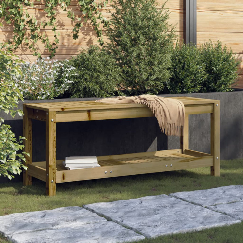 Alzugaray Solid Wood Outdoor Bench, Brown, 45cm H x 108cm W x 35cm D