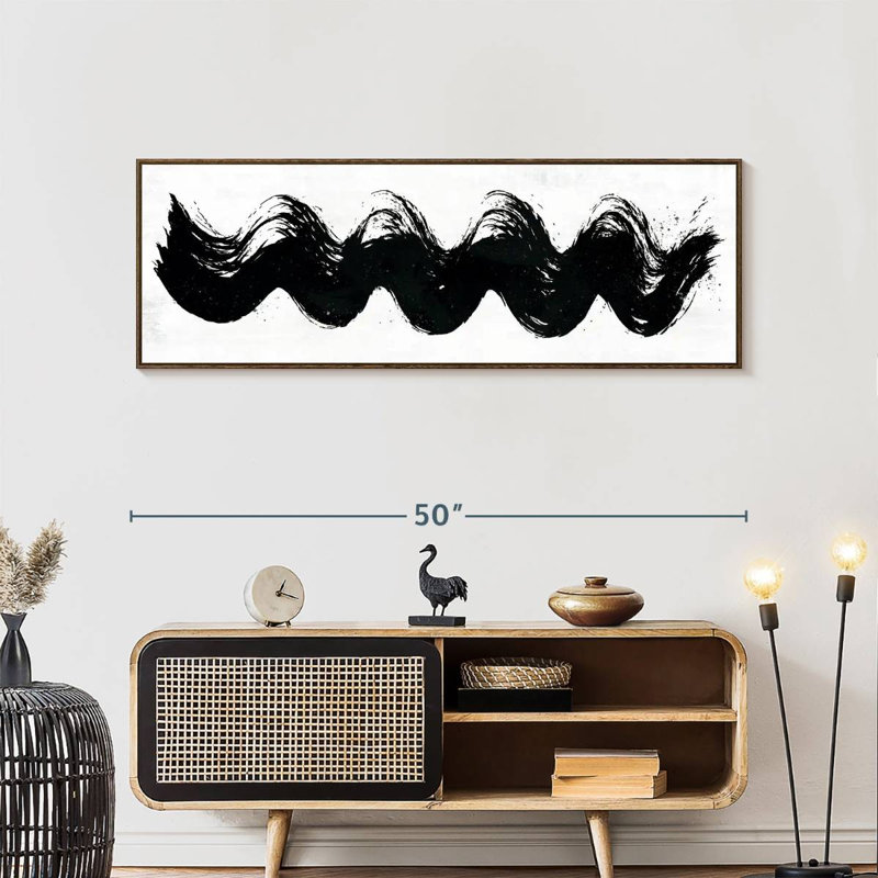 Vagues abstraites, Cadre flottant noyer, 49 po x 17 po