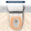 Toilette intelligente à siège chauffant, toilette monobloc, toilette sans réservoir à chasse d'eau automatique sans bidet, avec chasse d'eau à capteur de pied, veilleuse bleue, commande à bouton, chasse d'eau en cas de panne de courant, couvercle à fermeture en douceur