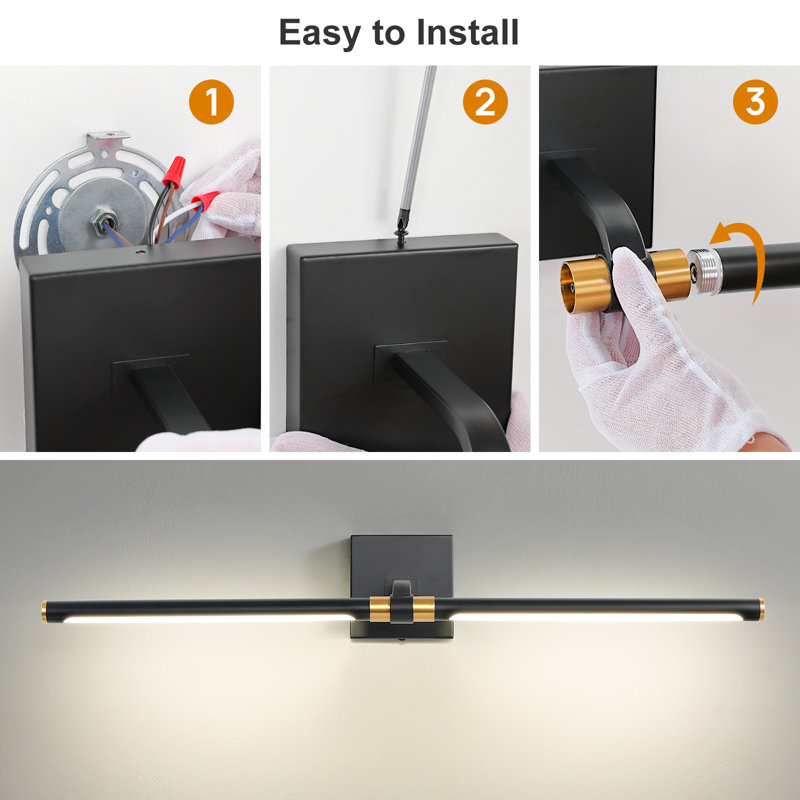 Draquan 2 - Light Dimmable LED Bath Bar, 4.7" H x 30" W x 6" D, Matte Black