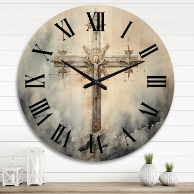 Symbols Cross A Powerful - Spiritual Oversized Wood Wall Clock