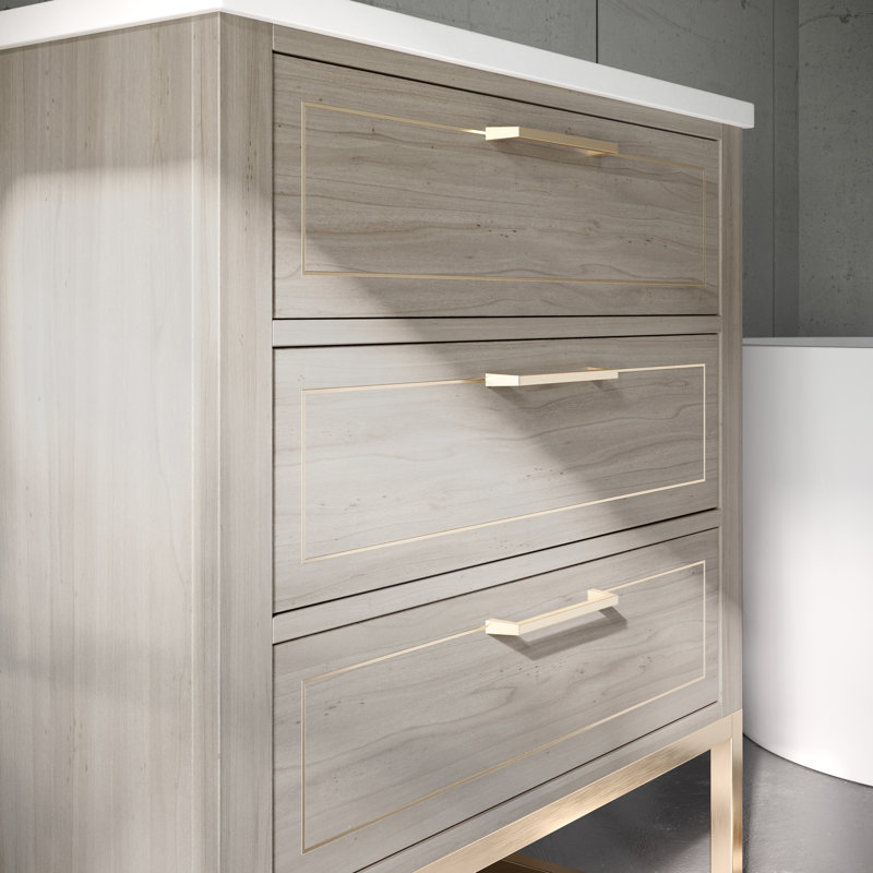 Markham 30'' W Single Vanity, Universal Calacatta Quartz, Brushed Nickel, Walnut