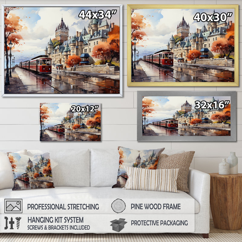 " Quebec City Touristic City III ", Wrapped Canvas, 34" H x 44" W x 1.5" D
