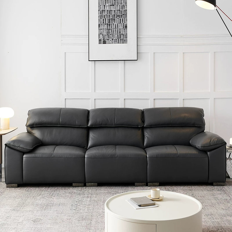 Canapé modulaire noir en similicuir, L 98,43 po