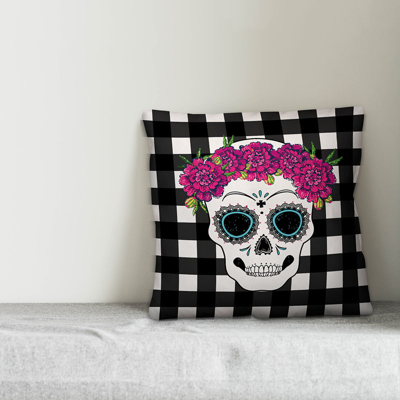  Sugar Skull Buffalo Throw Pillow