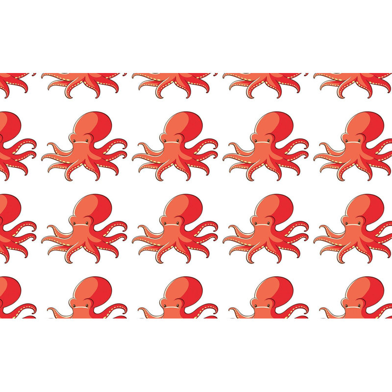 Papier peint de qualité supérieure - Motif de pieuvre rouge, L 144 po x l 210 po