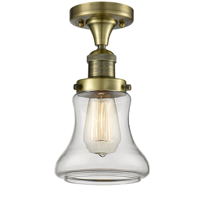 Plafonnier semi-encastré à 1 lumière Edda, Laiton antique, Transparent, Ampoule DEL 6 watts Vinage