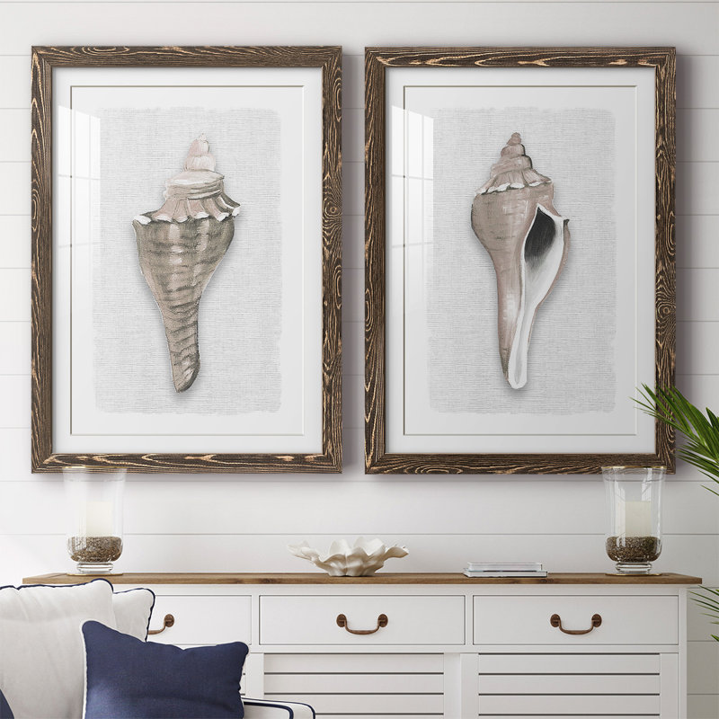 Sea Front Shell I - reproduction encadrée de qualité supérieure - prête à être accrochée, H 31,5 po x l 88 po x P 1,5 po