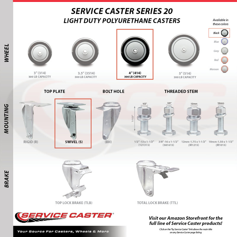 Polyurethane Caster, Black