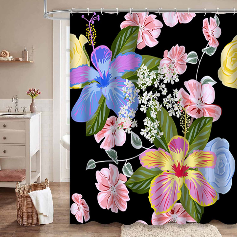 Rideau de douche imperméable RoseHibiscus, L 72 po x l 84 po