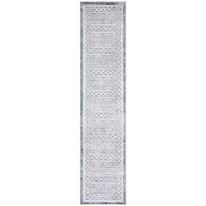 Tapis gris / ivoire Gracie-Lou 658, Tapis de couloir 2 pi x 9 pi