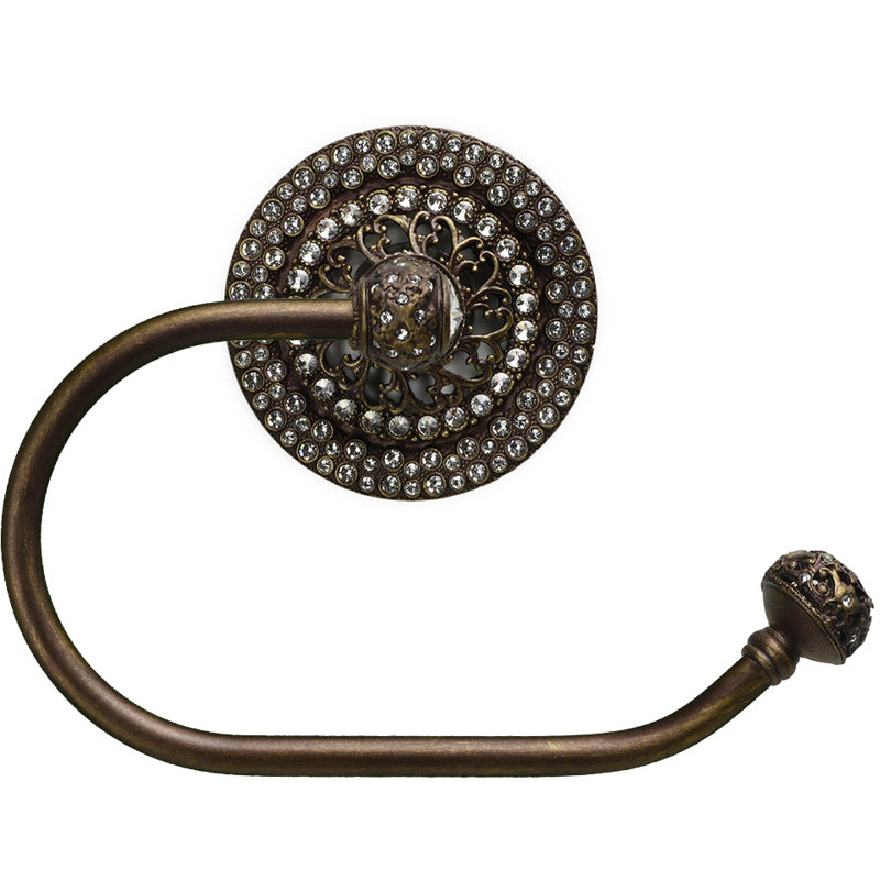 Juliane Grace II swing tissue smooth ring right with 225 Swarovski Clear Crystals in Antique Brass