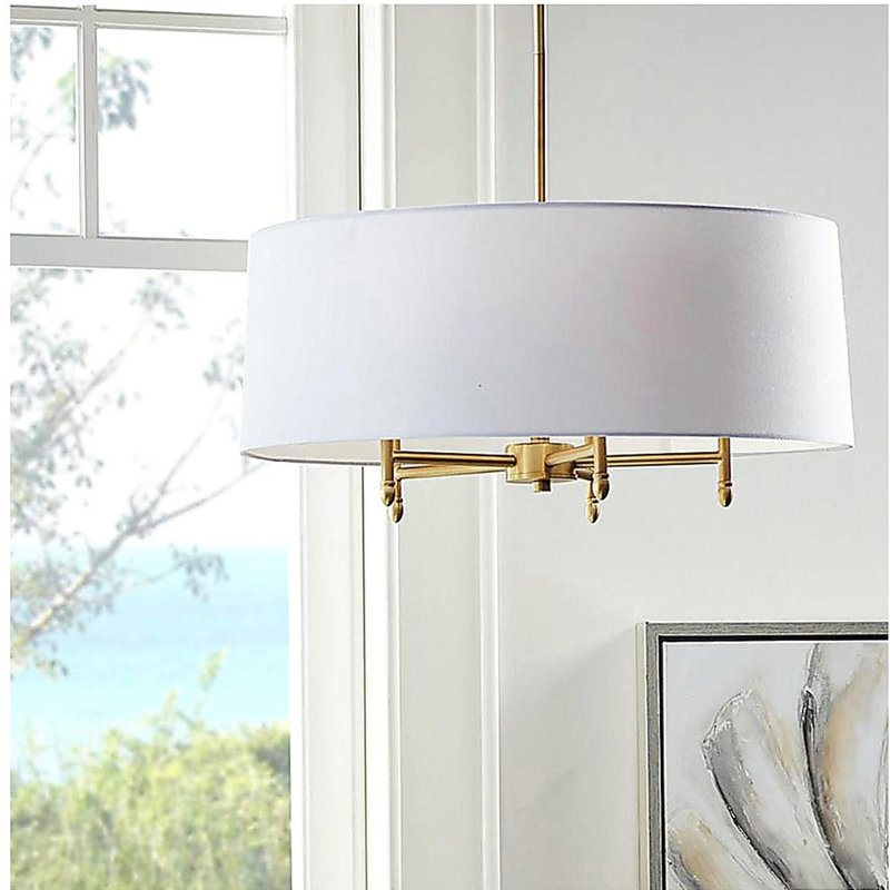 Plafonnier 5 lumières cylindrique avec abat-jour blanc