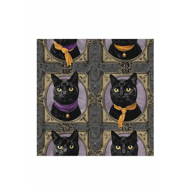 Animaux, chat noir, Halloween, motif II, reproduction d'art moderne sans cadre