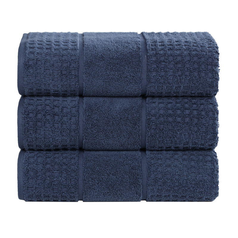Serviette de bain 100% coton gaufré Hochman, Bleu denim