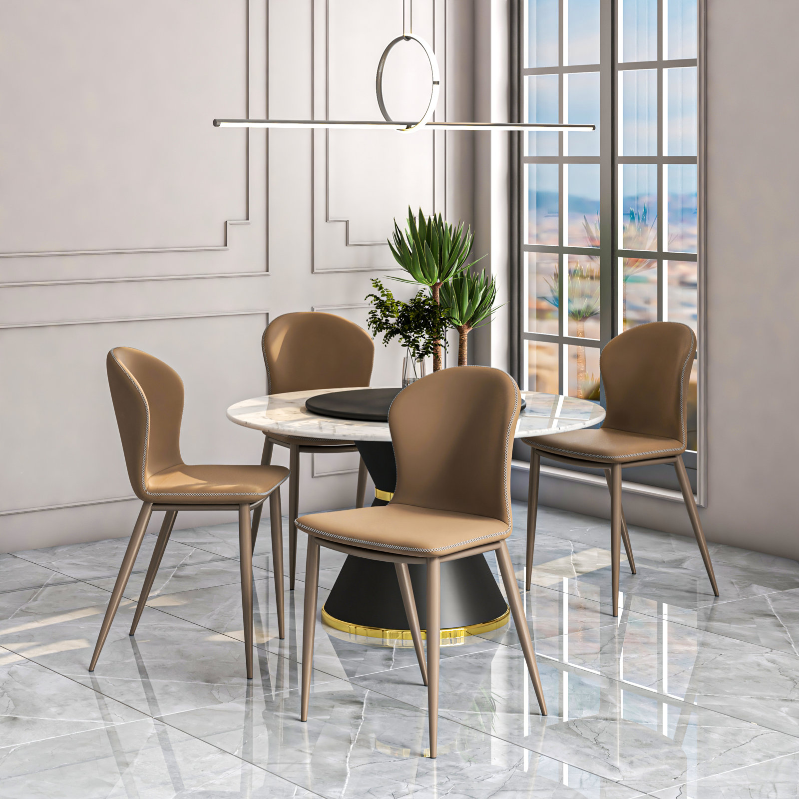 Steves Dining Chair, Light Brown, Set of 2